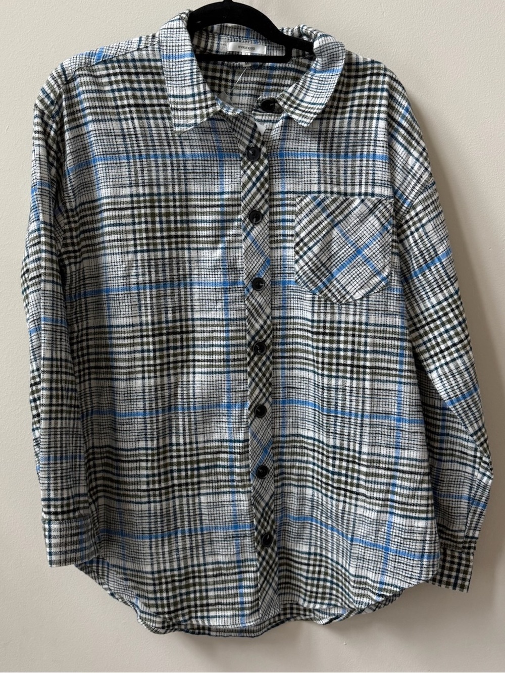 Maurices Plaid Button-Down Shirt - Blue/Black/White